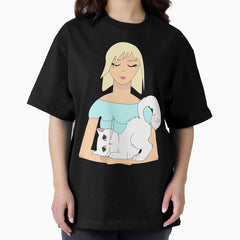 Turkish angora cat mom art mammy mum best cat mom ever cute white kitten Oversized T-Shirt