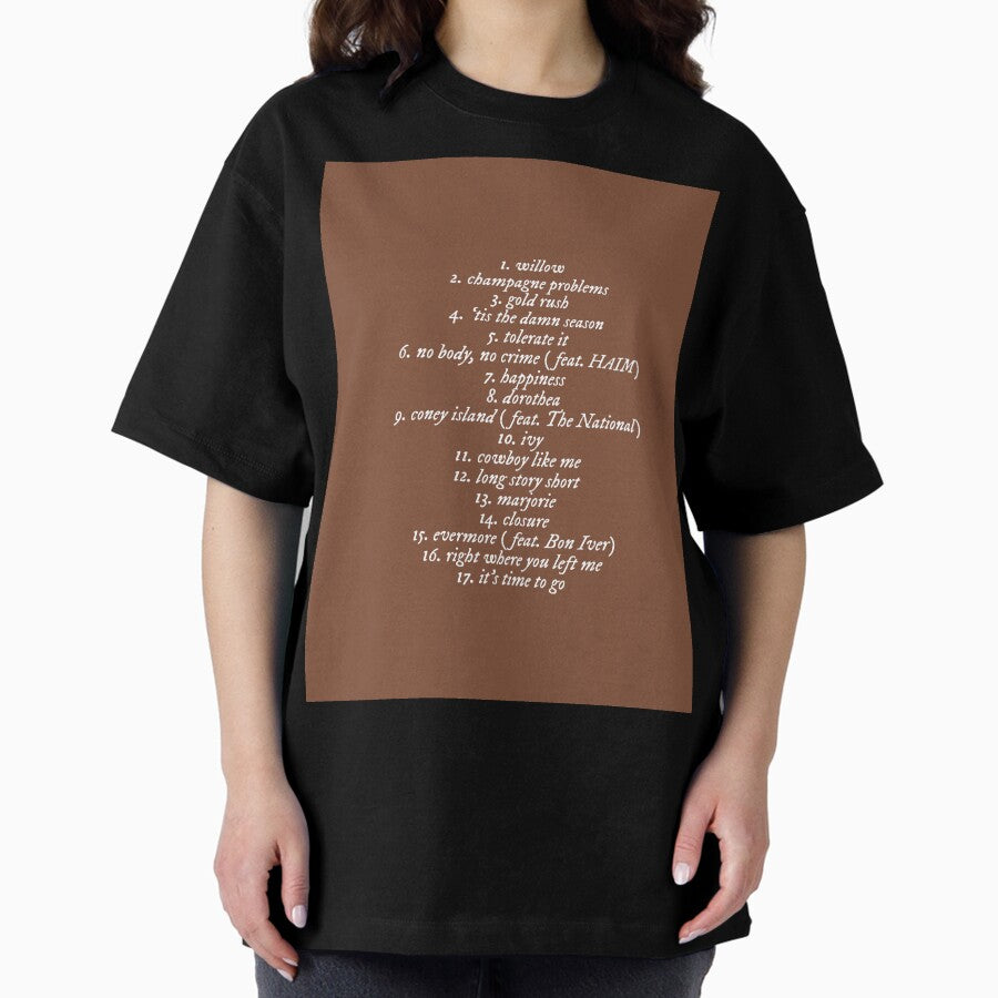 Taylor Swift Evermore Album Track List Oversized T Shirt