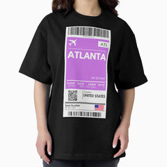 Atlanta Airplane Boarding Pass Oversized T Shirt