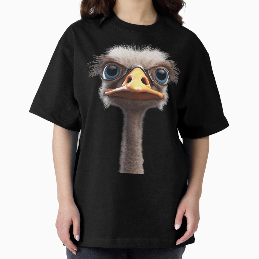 Curious Ostrich Out Of This Planet Oversized T Shirt