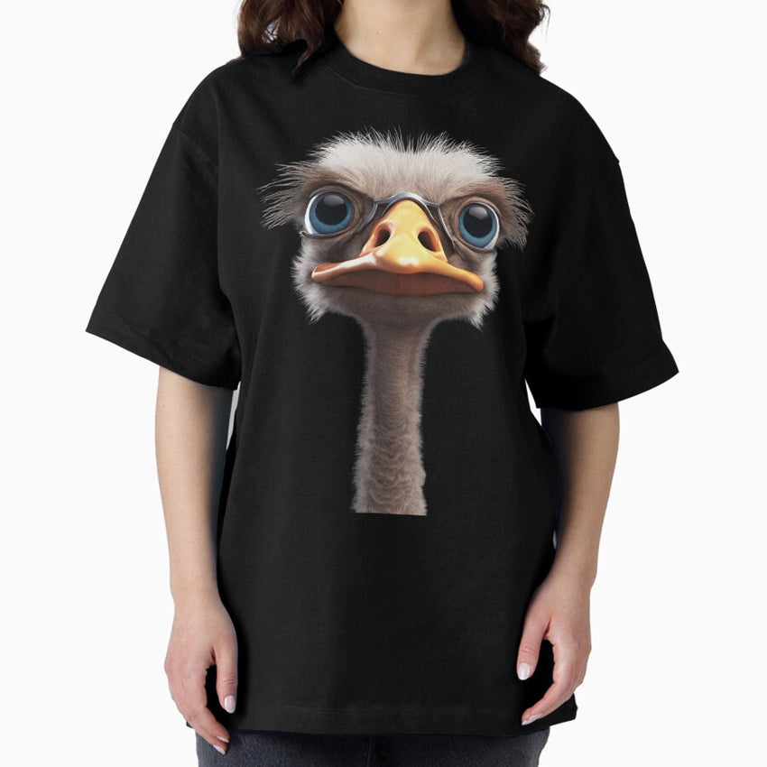 Curious Ostrich Out Of This Planet Oversized T Shirt