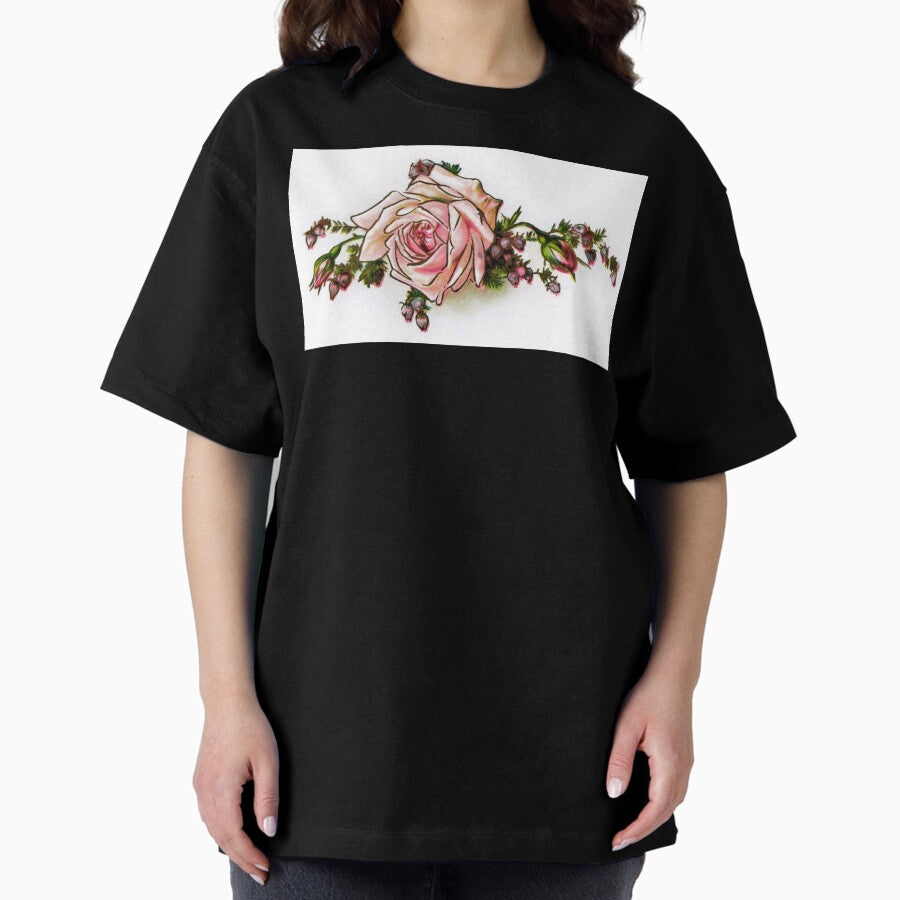 Vintage Rose Floral Oversized T-Shirt