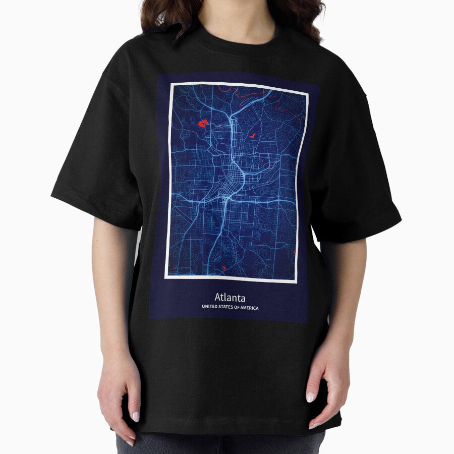 Atlanta City Map Print Atlanta City Map Poster Atlanta City Map Wall Art Atlanta City City Map Map Of Atlanta City Atlanta City Map Art Oversized T Shirt