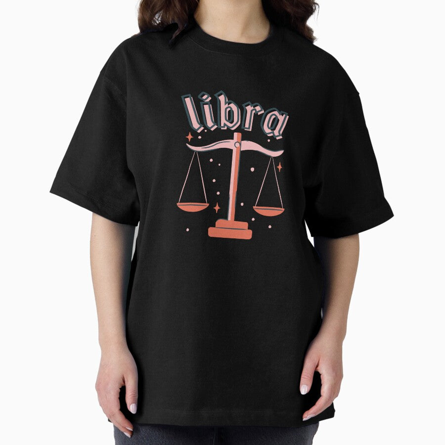 Libra Zodiac Scales Sticker Oversized T-Shirt