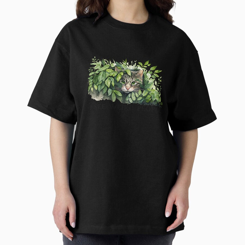 Cute Cat and Weird People Quote Oversized T-Shirt