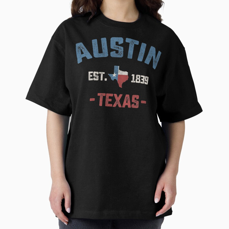 Austin Texas TX Athletic Sports Design Vintage Style Oversized T-Shirt