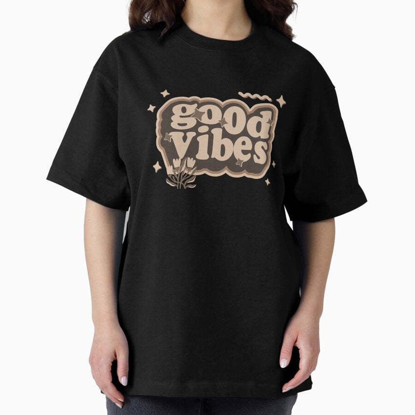 Retro Good Vibes Unique rendy Star Flower T-shirt Sticker Oversized T-Shirt