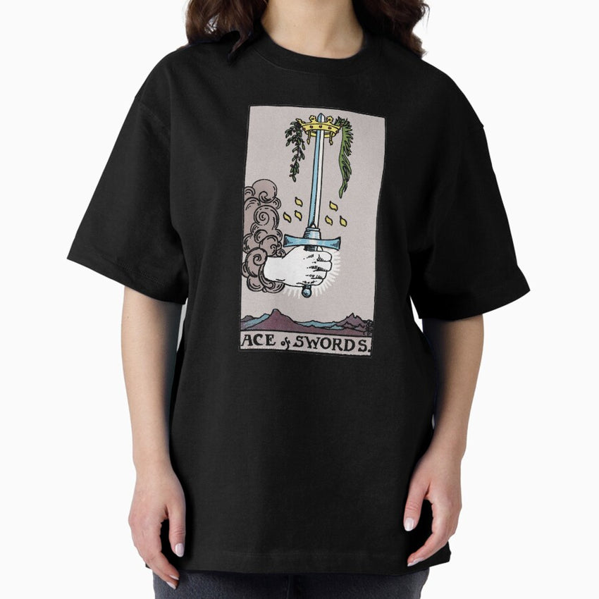 Ace Of Swords Tarot Card Oversized T Shirt