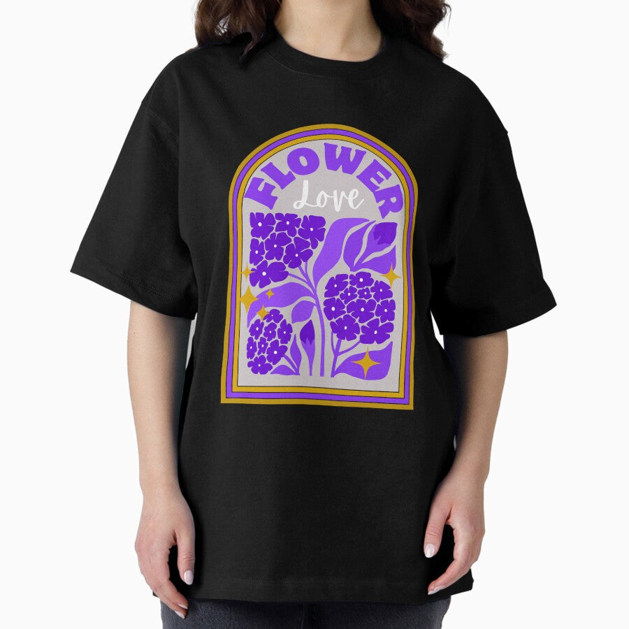 Retro Geometric Pattern Groovy y2k 80s Trendy Flower T-shirt Sticker Oversized T-Shirt