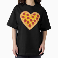 Pizza Lovers Heart Pepperoni Foodie Oversized T-Shirt