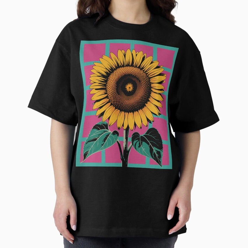 Retro Sunflower Pop Oversized T-Shirt