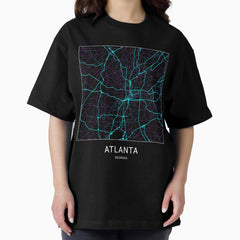 Atlanta Georgia Named City Map - Neon Fantasy Oversized T-Shirt