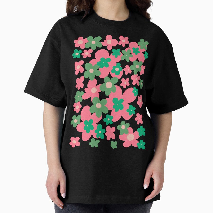 Stay Groovy Retro Flowers 90s cutie 4 Oversized T-Shirt