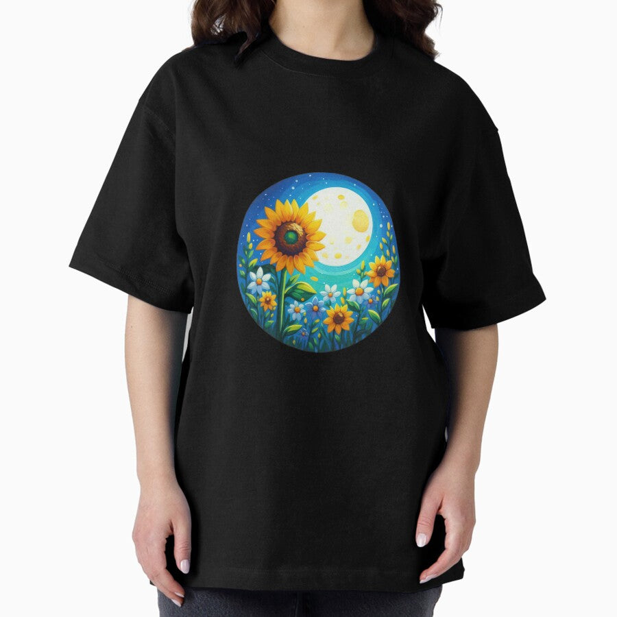 painted sunflower painted sunflower with acrylic paints Botanical Beauty Floral Arrangements Oversized T-Shirt