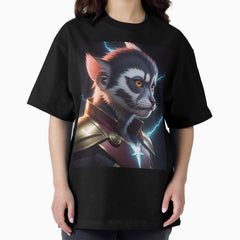 Alien Superhero Animal With Lightning Power Oversized T-Shirt