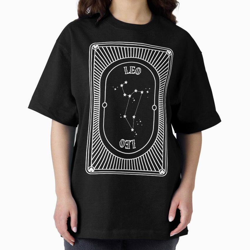 Leo Zodiac Tarot Print Oversized T-Shirt
