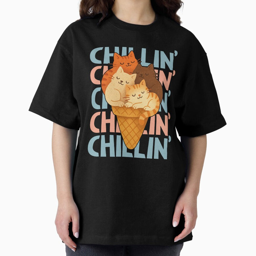 Purrfectly Chilled Cats Oversized T-Shirt