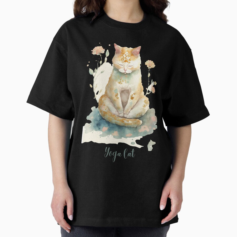 Yoga cat 03 Oversized T-Shirt