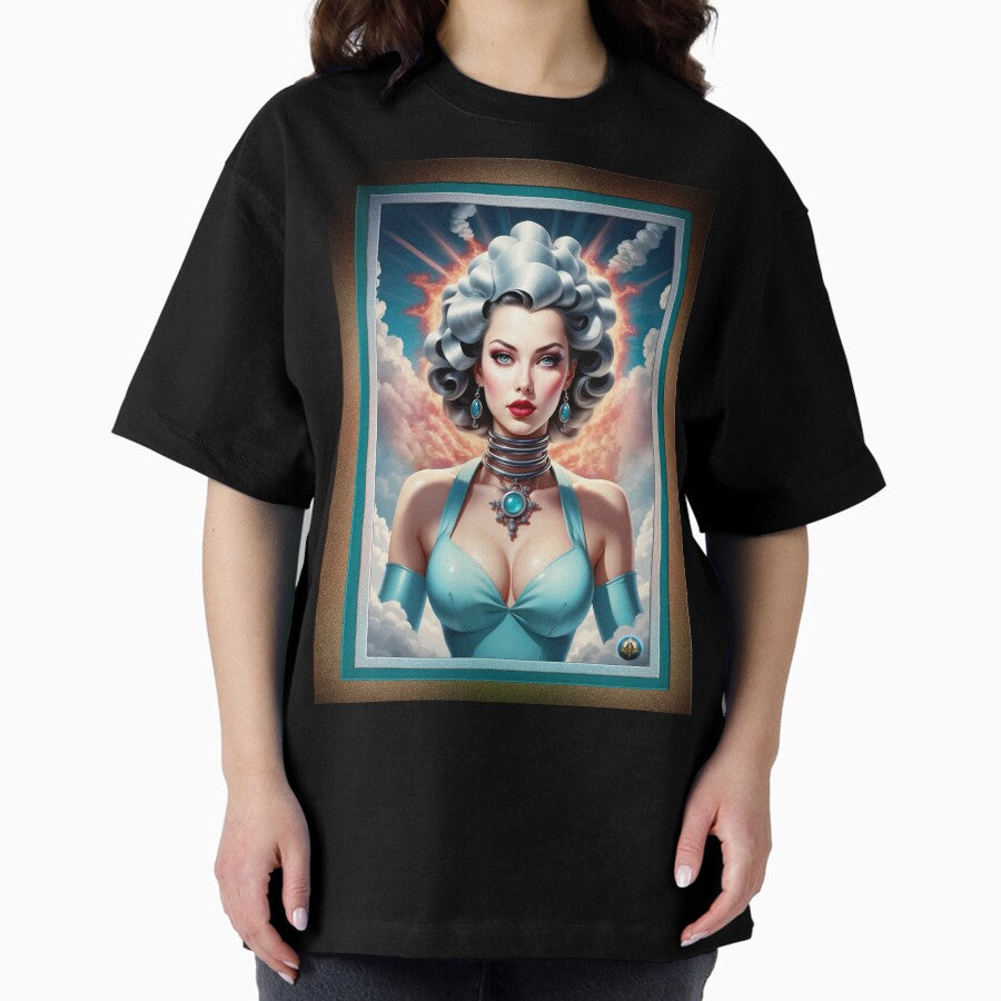 Atomic Age Fashion Barbenheimer Retro Fusion Fantasy Ai Concept Art Portrait By Xzendor7 Oversized T Shirt