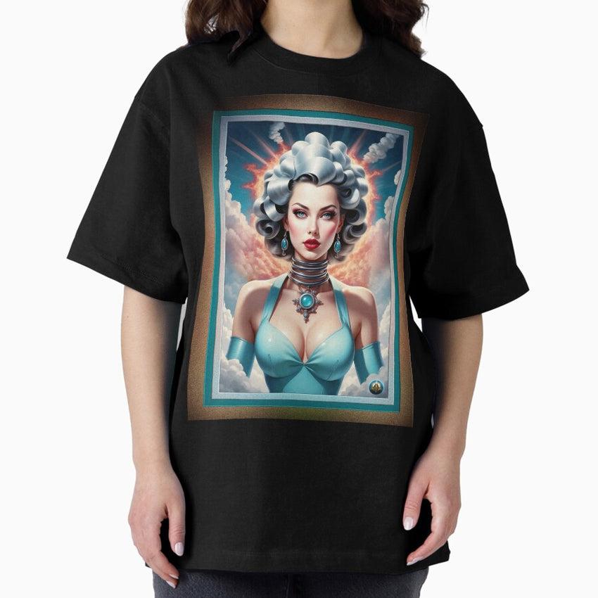Atomic Age Fashion Barbenheimer Retro Fusion Fantasy Ai Concept Art Portrait By Xzendor7 Oversized T Shirt