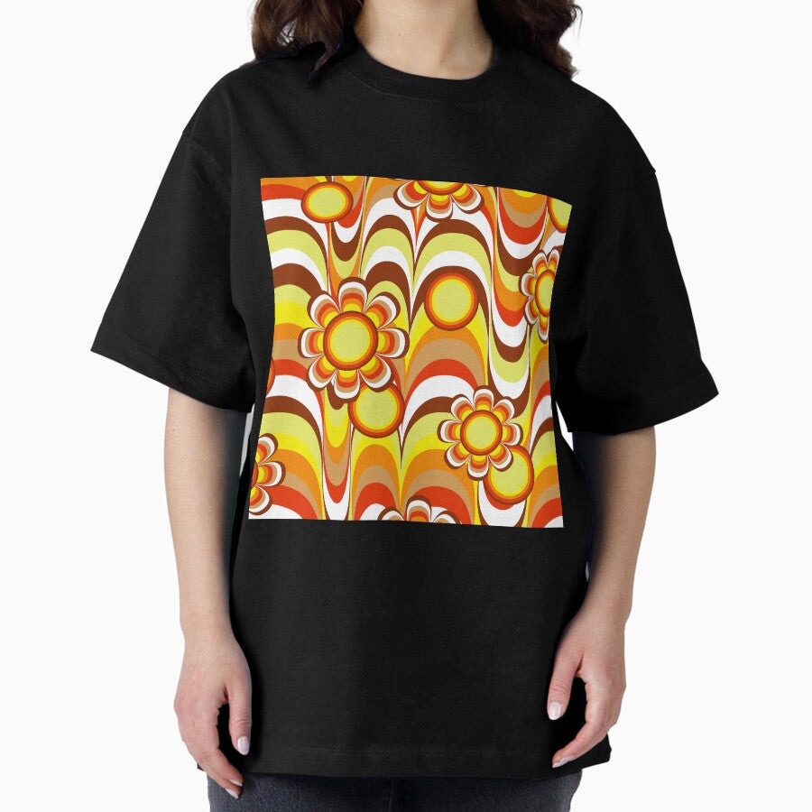 Groovy 60s Psychedelic Flower Oversized T-Shirt