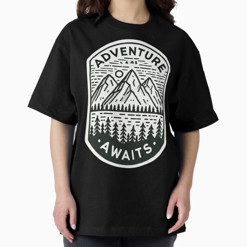 Adventure Awaits Travel Sticker Oversized T Shirt