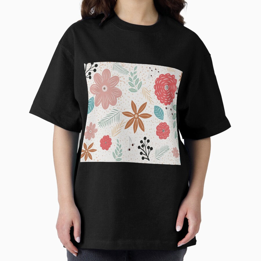 Retro fashioned flower design Oversized T-Shirt