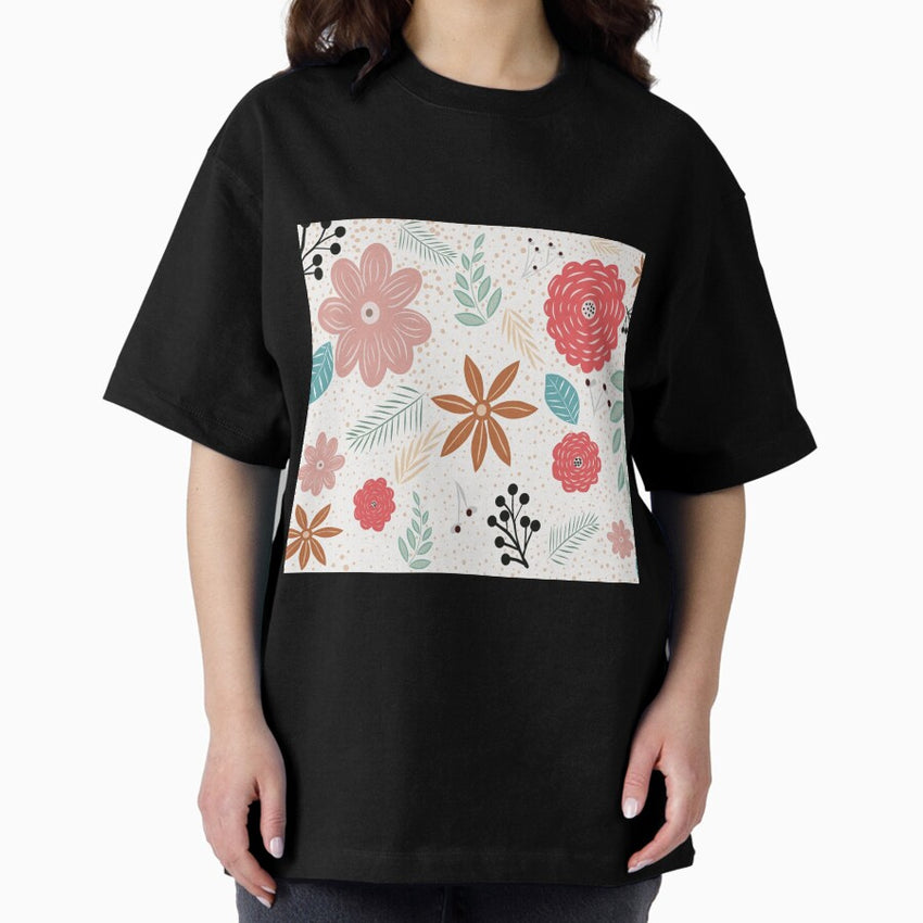 Retro fashioned flower design Oversized T-Shirt