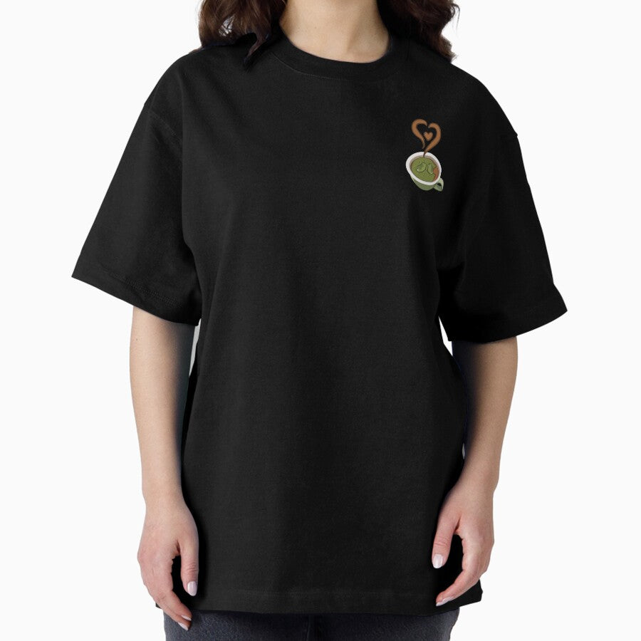 A Whole Latte Love Green Background Oversized T Shirt
