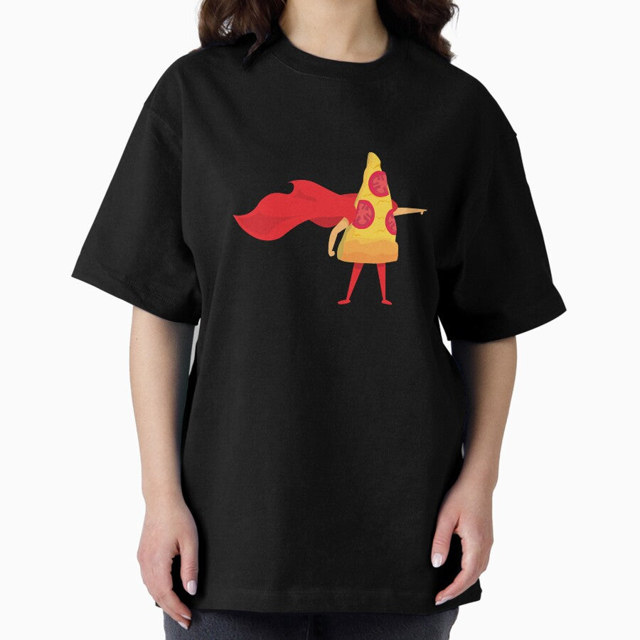 Caped Superhero Pizza Oversized T-Shirt