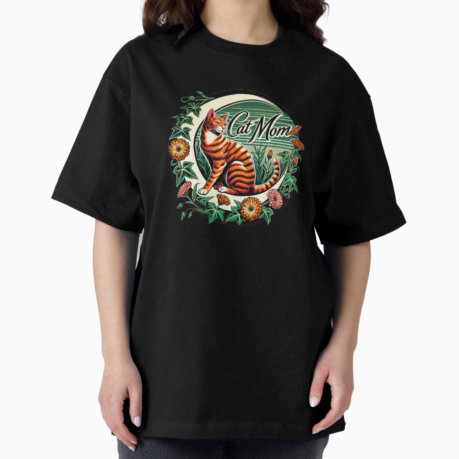 Ginger Cat Mom Oversized T-Shirt