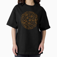 Brown Pencil Italian Pizza Sketch Oversized T-Shirt