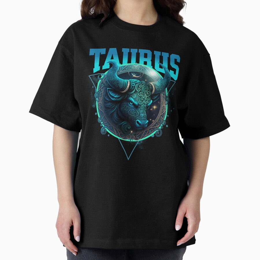 Blue Taurus Zodiac Oversized T-Shirt