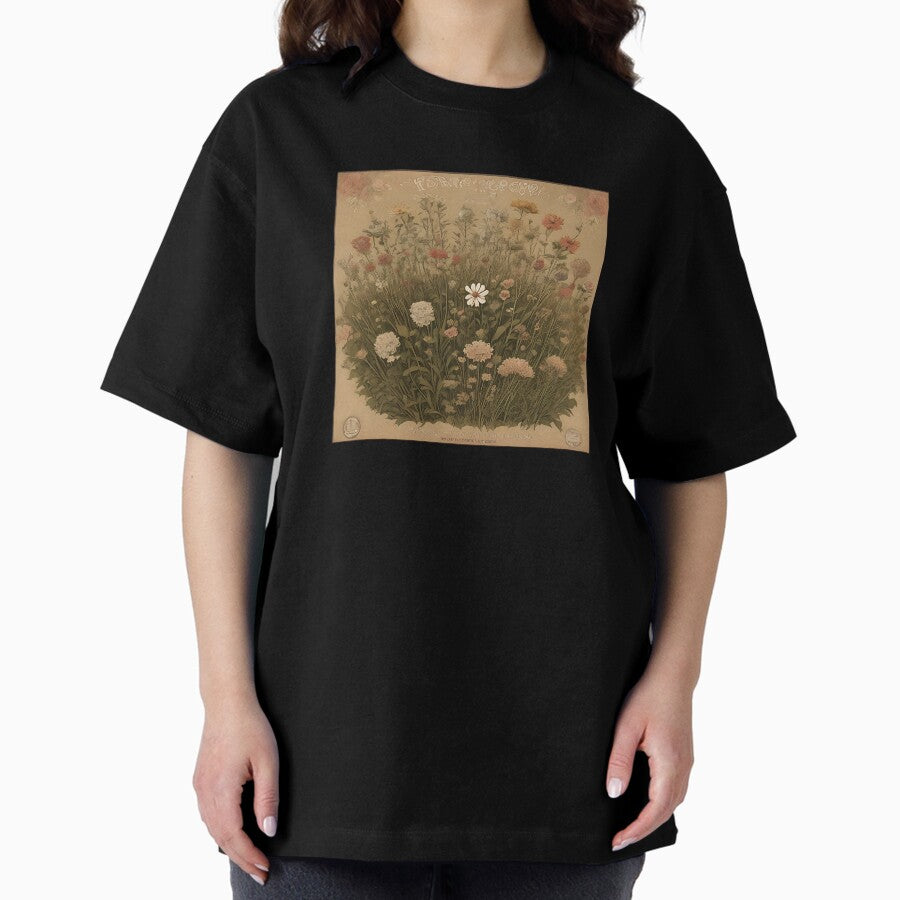 Vintage Flower Meadow Oversized T-Shirt