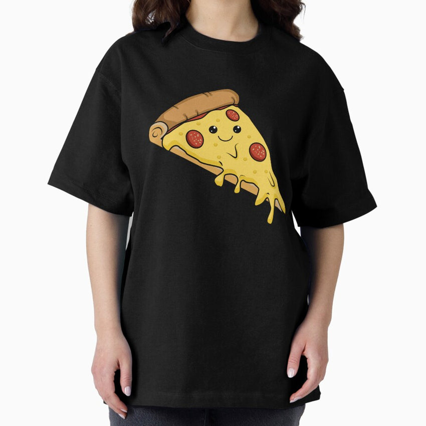 Cute Kawaii Pepperoni Pizza T Shirt Sticker Pattern Oversized T-Shirt