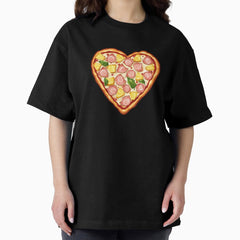 Heart-shaped Ham and Pineapple Pizza Oversized T-Shirt