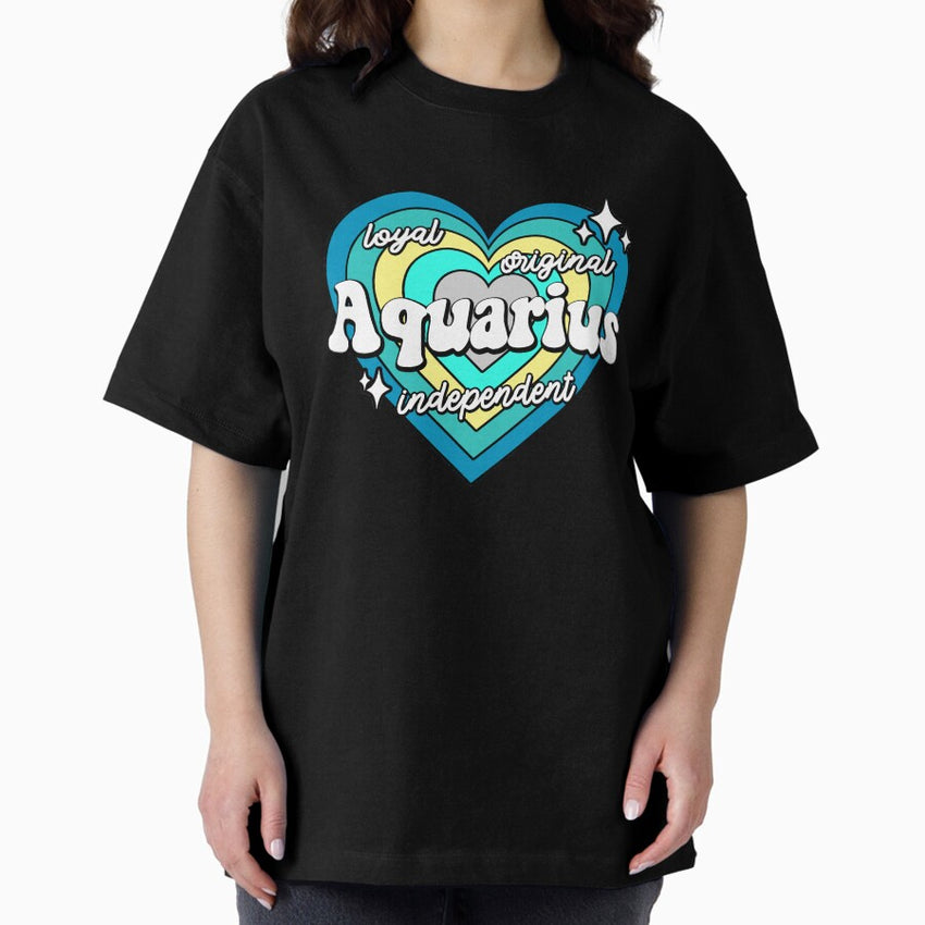 Aquarius Traits Sparkling Heart Oversized T Shirt