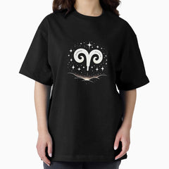 Aries Zodiac Sign – Bold Fire Horoscope Art for the Fearless Ram ♈ Oversized T-Shirt