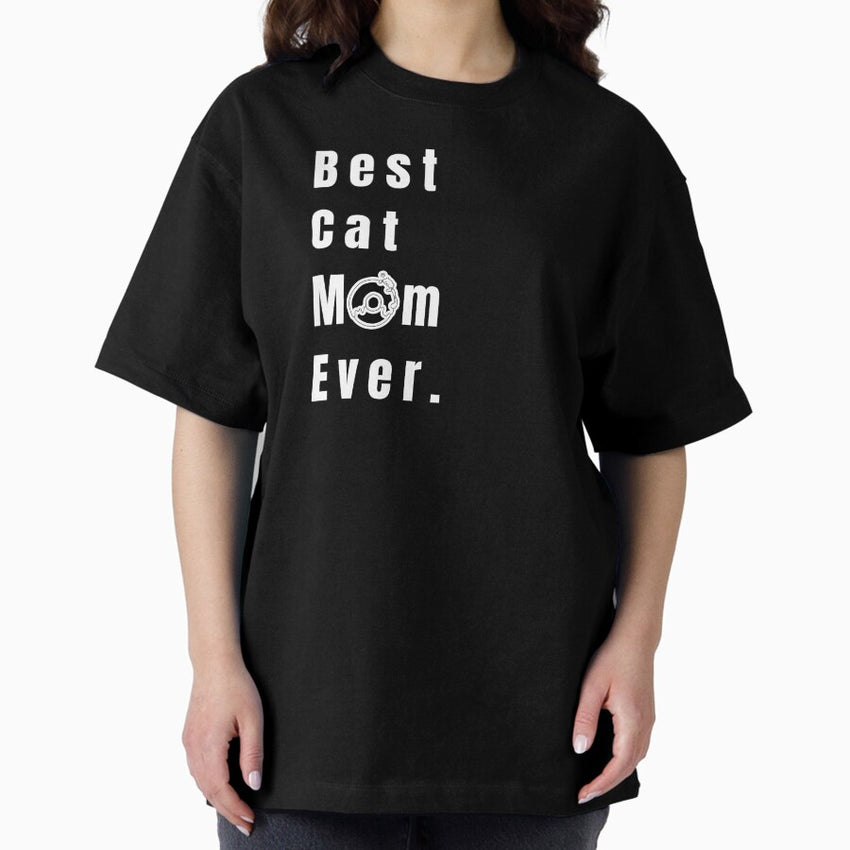 National Black Cat Day Cat Mom Oversized T-Shirt