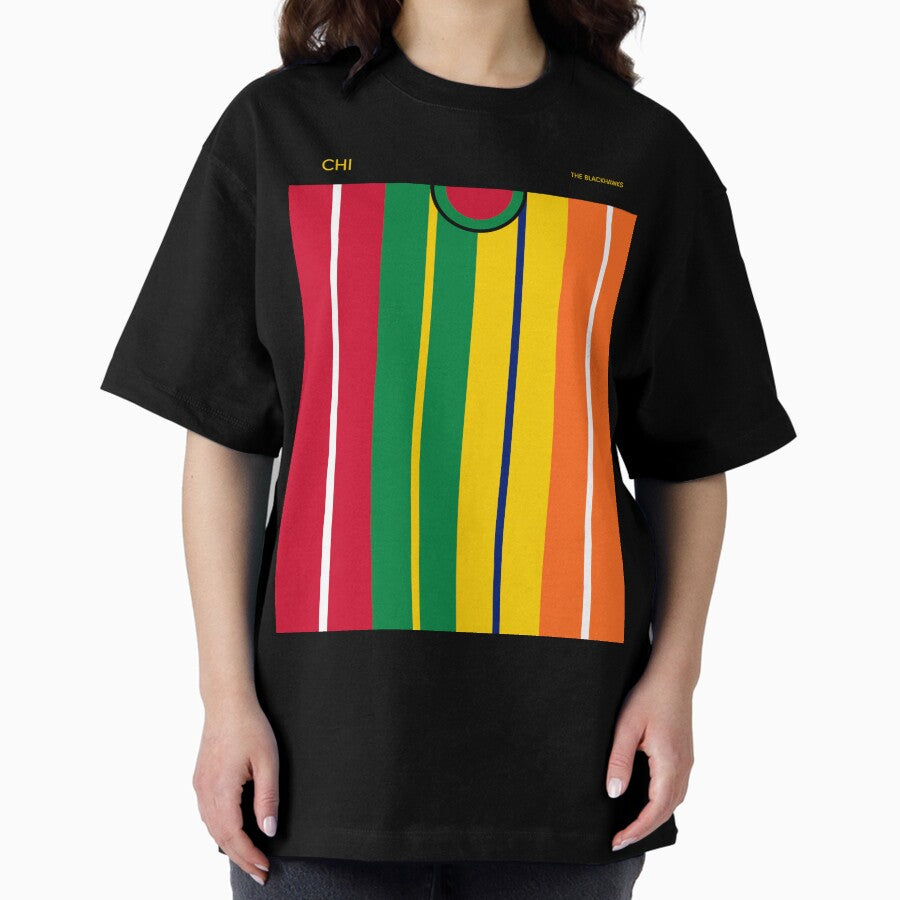 Chicago Blackhawks Geometric Minimal Art Design Oversized T-Shirt