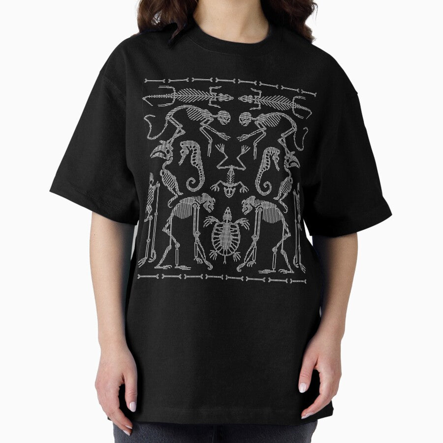 Animal Bones Pattern Oversized T Shirt