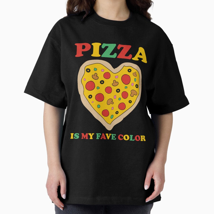 My Favorite Color Is Pizza Funny Pepperoni Slice Dough Crust Oversized T-Shirt