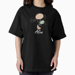 Alive One Line Plant Inspirational Meanings Oversized T Shirt