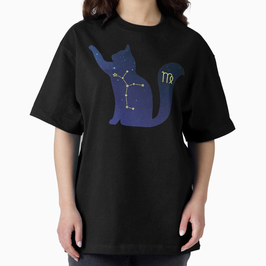 Cat Virgo Zodiac Constellation, Sign, Astrology, Stars and Ascendant sign Oversized T-Shirt