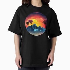 80S Retro Aesthetic Vaporwave Sunset Oversized T Shirt