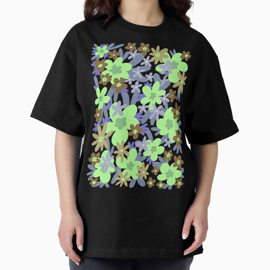 Stay Groovy Retro Flowers 90s Winter Morning 2 Oversized T-Shirt