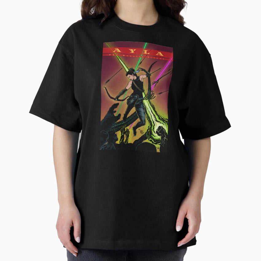 Ayla The Monster Slayer jumping into battle Oversized T-Shirt
