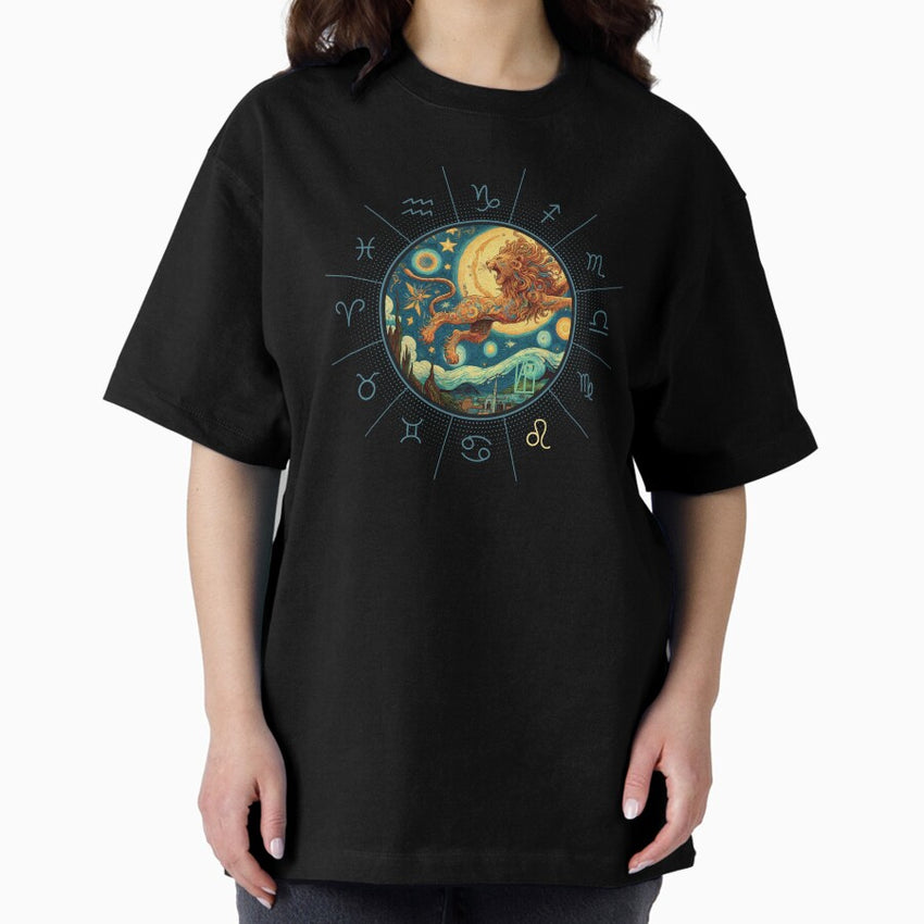 ZODIAC Leo - Astrological LEO - LEO - ZODIAC sign - Van Gogh style - 15 Oversized T-Shirt