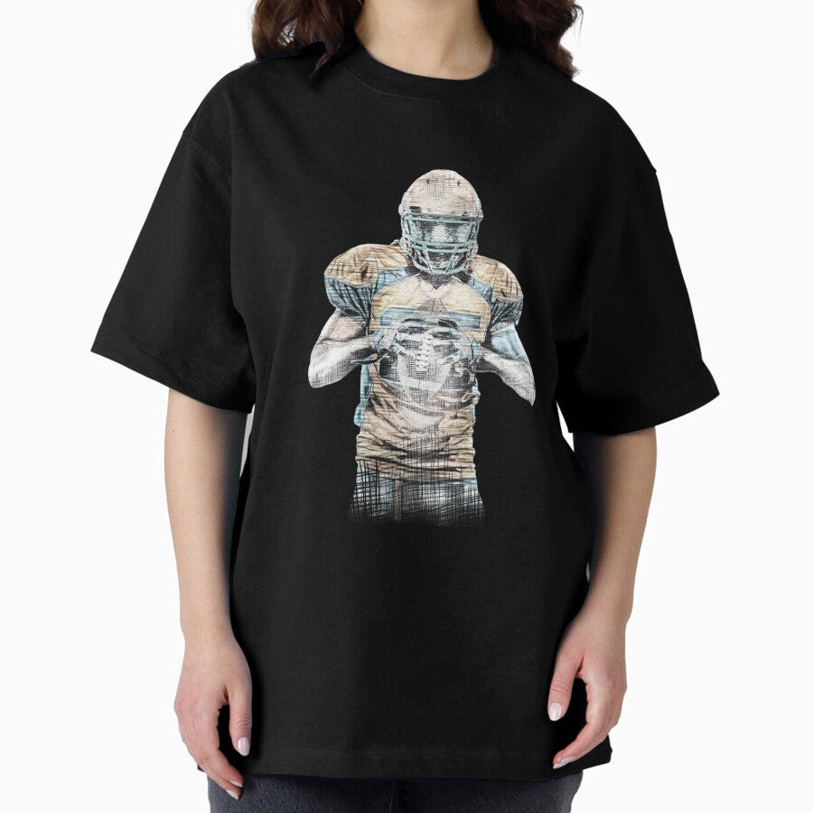 American Football Fine Art Sketch Oversized T-Shirt