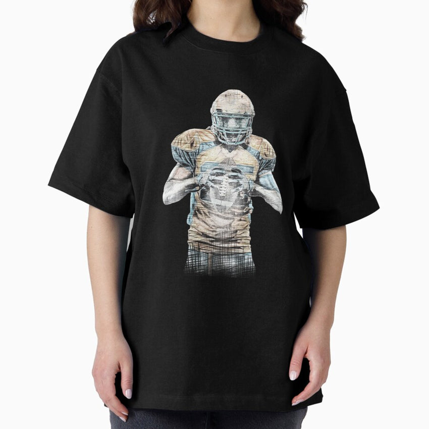 American Football Fine Art Sketch Oversized T-Shirt